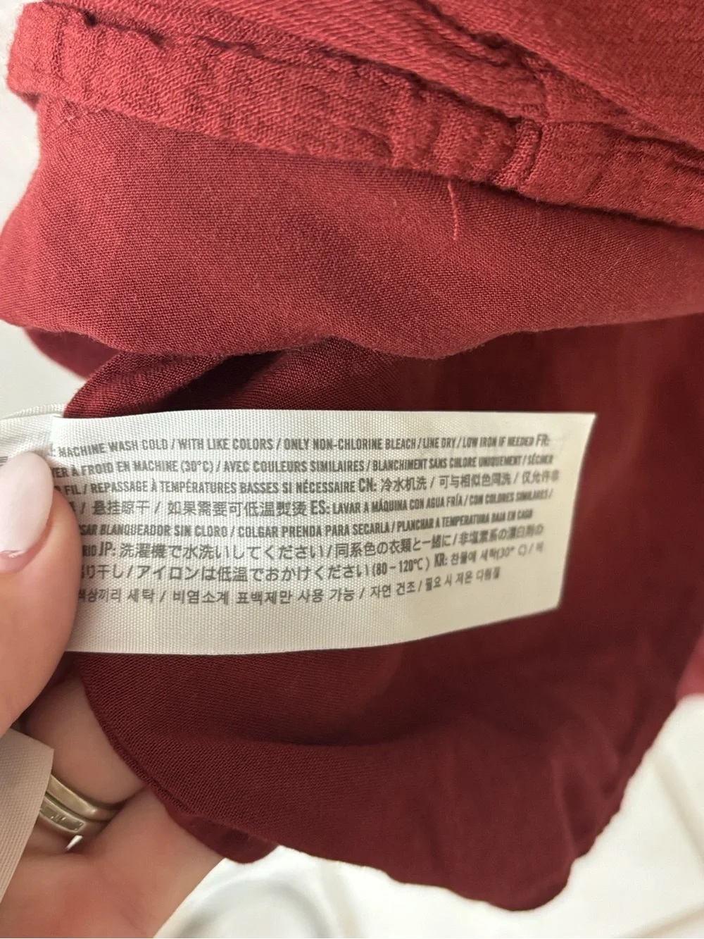 Abercrombie & Fitch Smocked Bodice Puff Sleeve Midi Dress - Burgundy - Size S